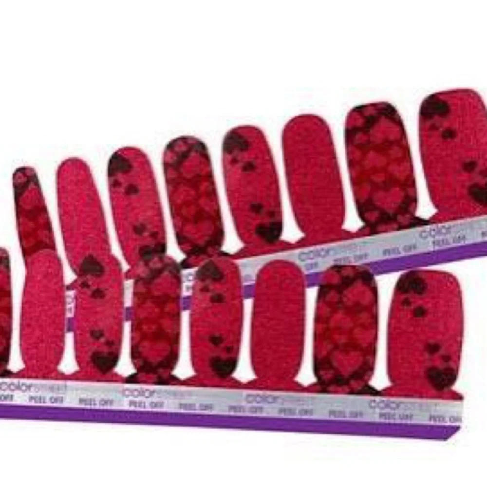 HEART OF THE MATTER Retired Color Street Red and Black Heart Nail Strips
